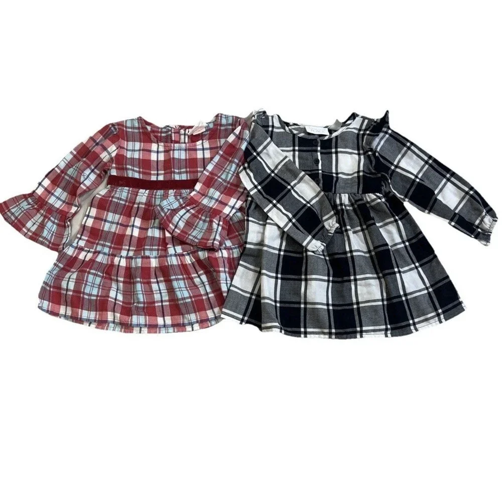 18-24 Month Girl Dress Lot-Masalababy Red Plaid And Children’s Place Black Dress